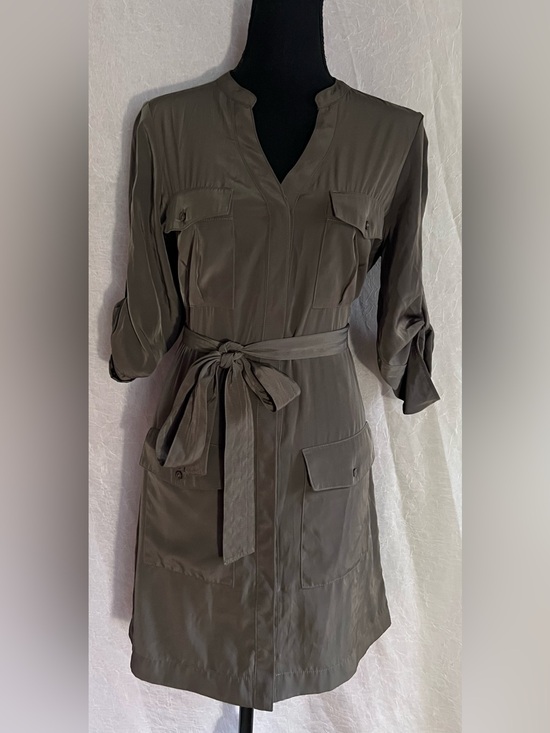 Express Dresses & Skirts - EXPRESS Olive Utility Shirt Dress with Waist Tie cargo style